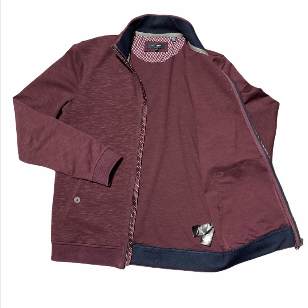 Ted Baker London Full Zip Sweater Jacket Burgundy